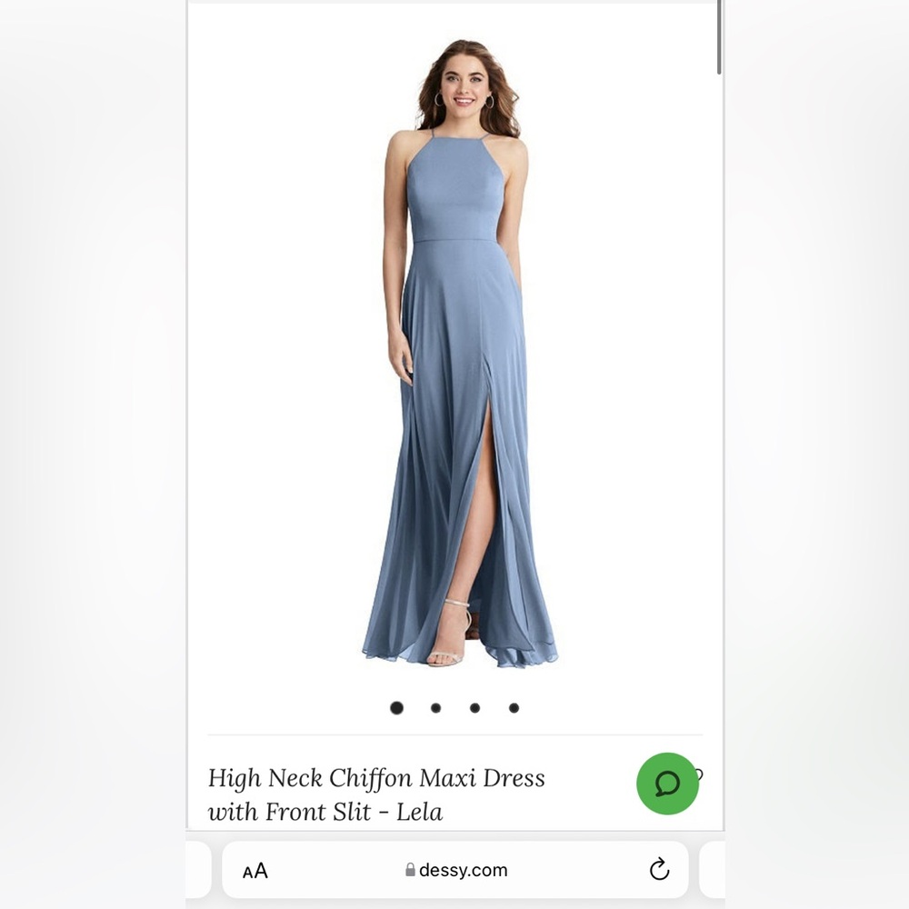 Dessy Collection Blue Halter Slit Maxi Gown